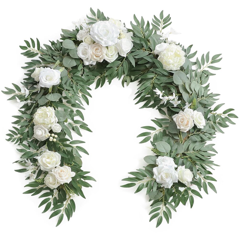 8395 6ft Artificial Eucalyptus Garland with Flowers Greenery Faux Floral